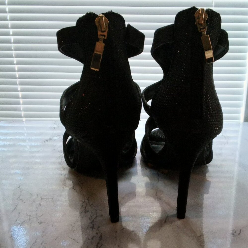 Maripe Womens Black Sparkly Glitter Stiletto 4" Heels Black High Heels Size 9 - Picture 7 of 16
